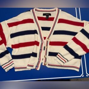 Striped Varsity Button-down Cardigan